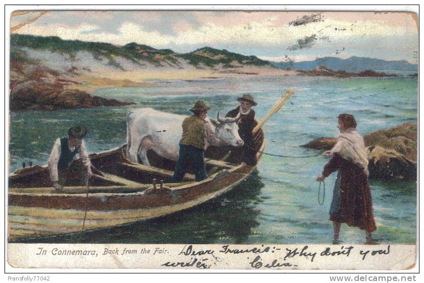 IRELAND - GALWAY - CONNEMARA - Back From The Fair - MOVING COW IN ROW BOAT - 1907 - Galway