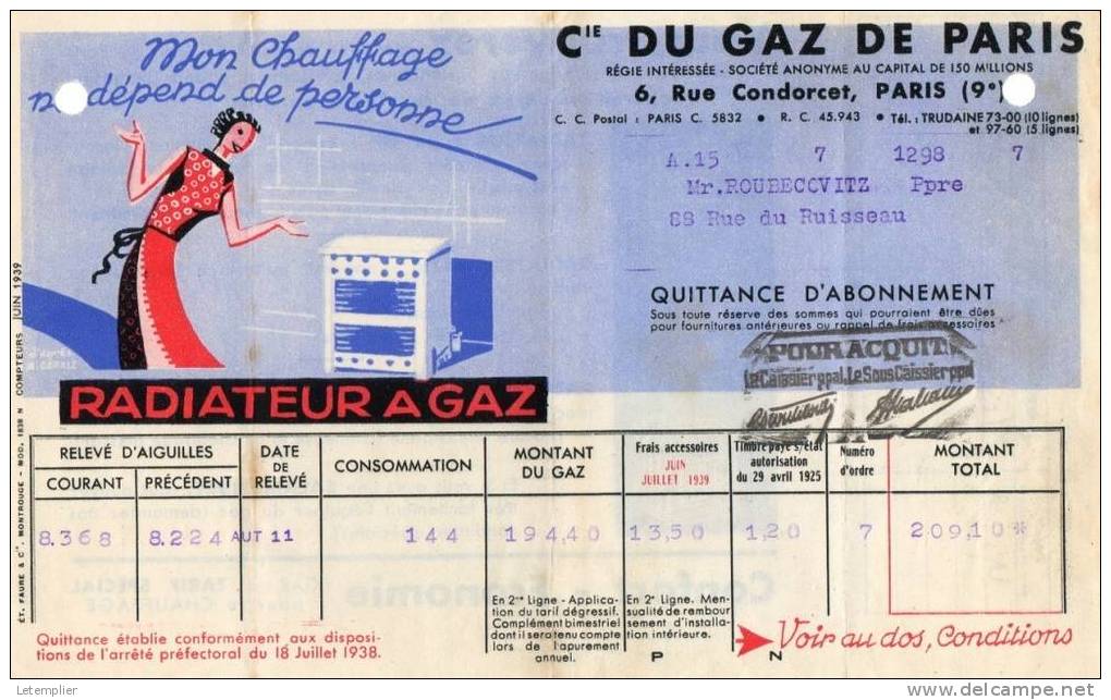 Compagnie Du Gaz De Paris - Elettricità & Gas