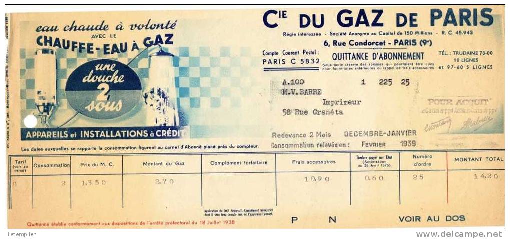 Compagnie Du Gaz De Paris - Electricité & Gaz