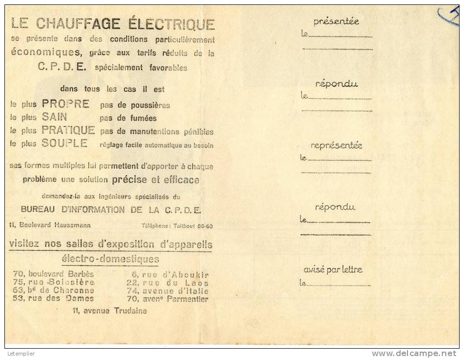 C.P.D.E 1933 - Electricité & Gaz