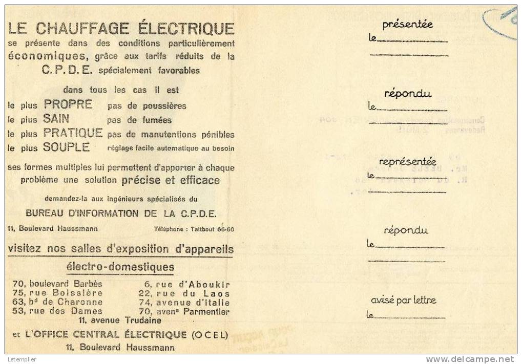 C.P.D.E 1934 - Electricité & Gaz