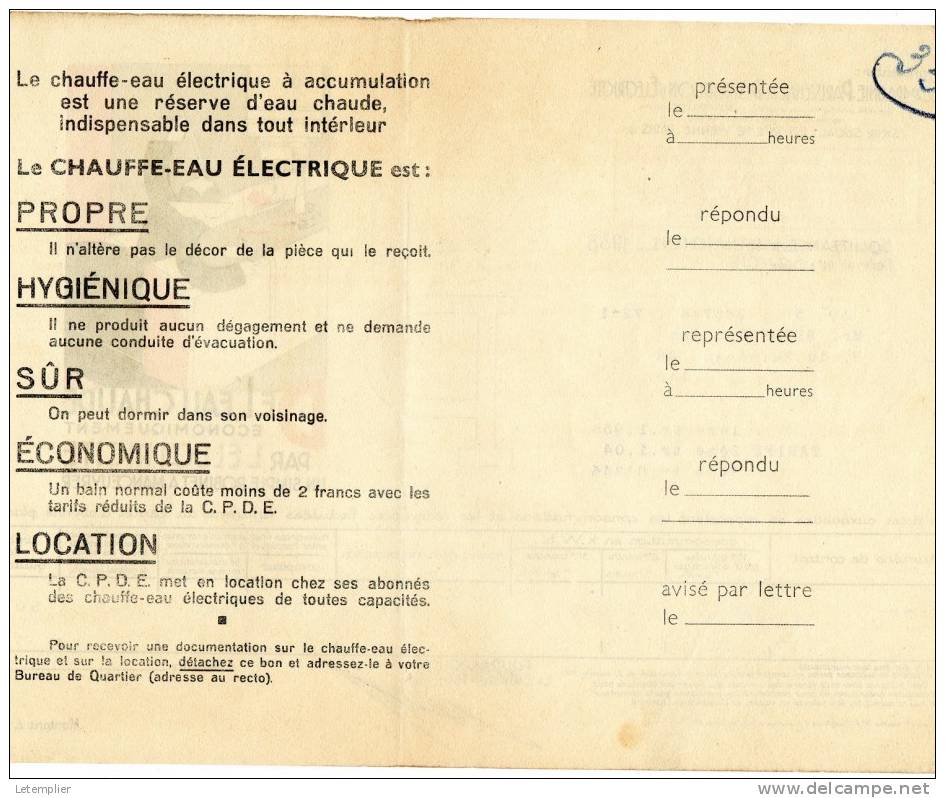 C.P.D.E 1938 - Elektriciteit En Gas