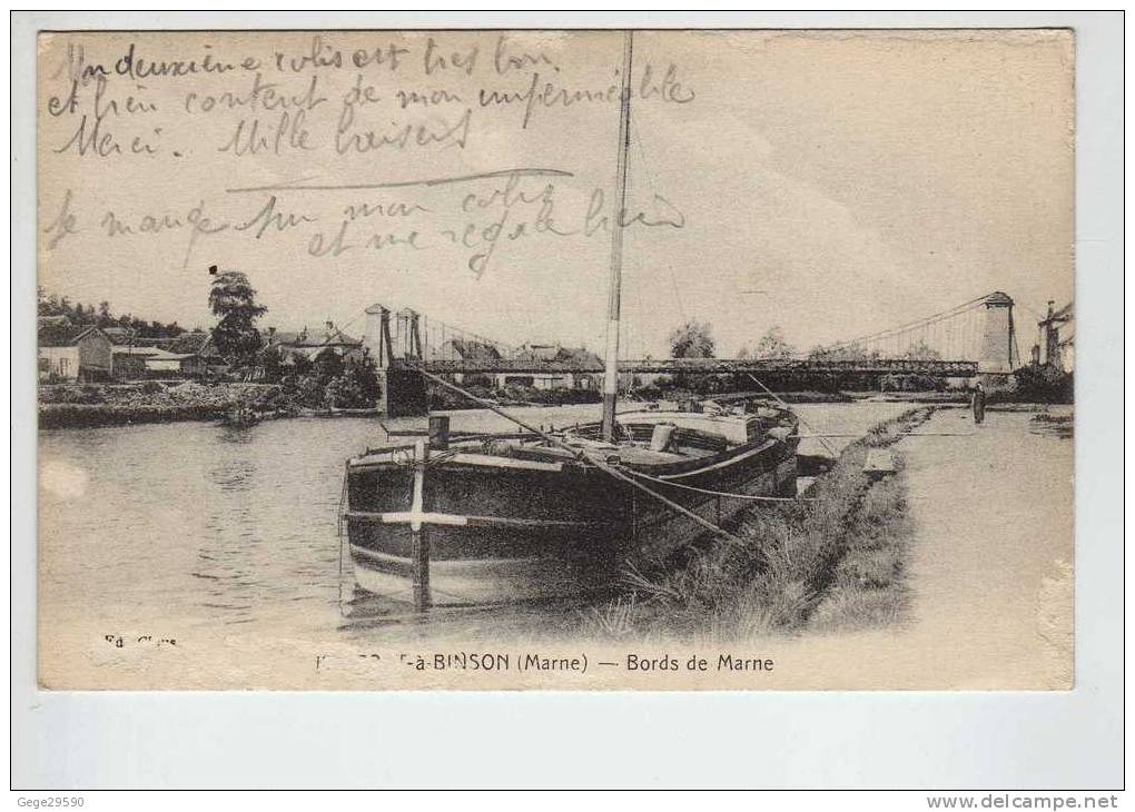 Marne:51,, Port à Binson,1916,,," Bords De La Marne ",,état :  Abimé,,, - Sonstige & Ohne Zuordnung