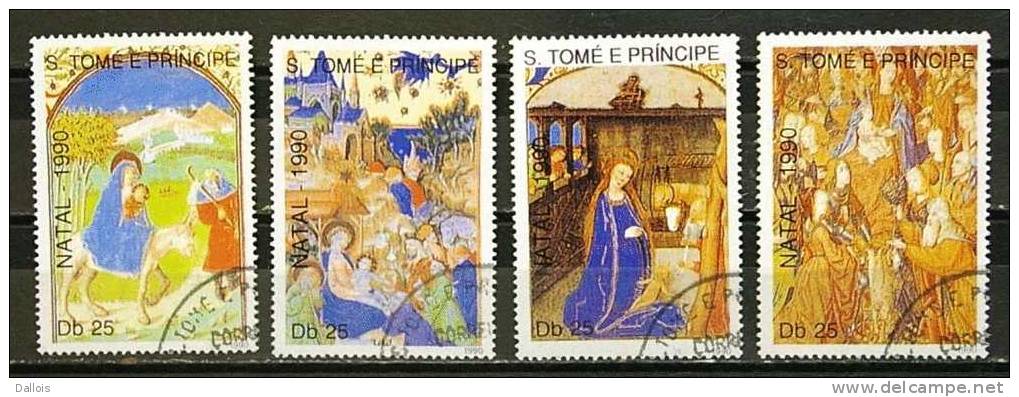 Saint Thomas & Prince - 1990 - Tableaux - Paintings - Nativité - Sainte Famille - Oblitérés - Religión