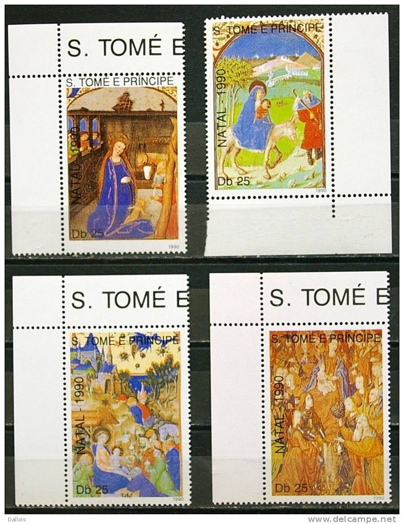 Saint Thomas & Prince - 1990 - Tableaux - Paintings - Nativité - Sainte Famille - Neufs - Religión