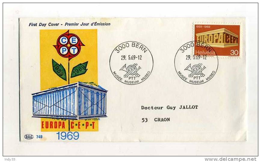 - SUISSE FDC . EUROPA 69  . CACHET 1er JOUR 29/5/69 BERN - 1969