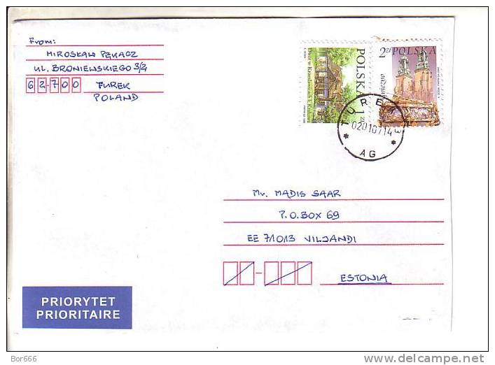 GOOD POLAND Postal Cover To ESTONIA 2007 - Good Stamped: Architecture - Brieven En Documenten