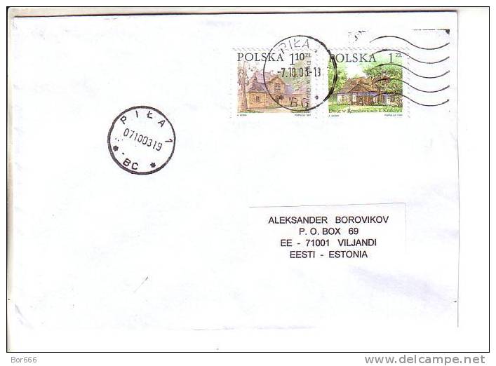 GOOD POLAND Postal Cover To ESTONIA 2003 - Good Stamped: Architecture - Brieven En Documenten