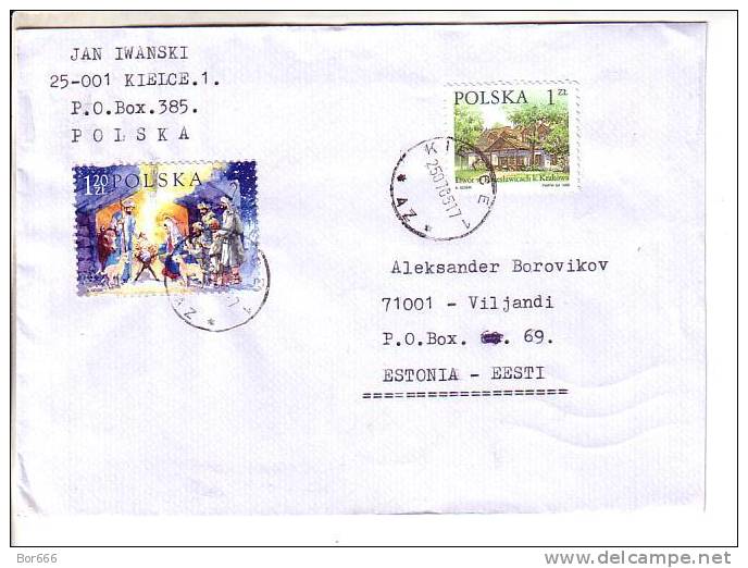 GOOD POLAND Postal Cover To ESTONIA 2005 - Good Stamped: Architecture ; Christmas - Cartas & Documentos