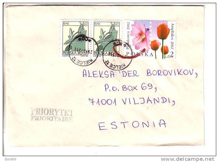 GOOD POLAND Postal Cover To ESTONIA 2004 - Good Stamped: Flowers - Covers & Documents