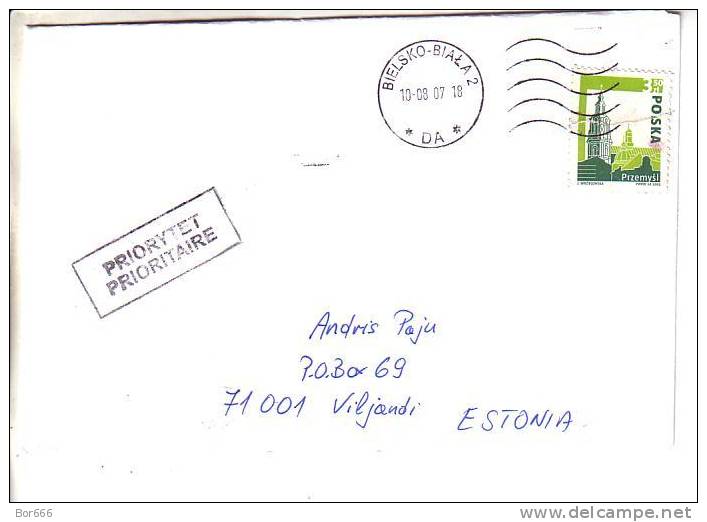 GOOD POLAND Postal Cover To ESTONIA 2007 - Good Stamped: Architecture - Covers & Documents