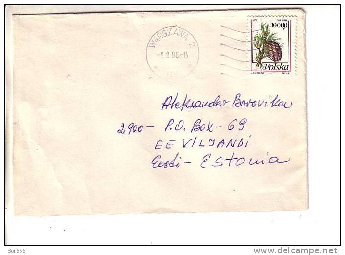 GOOD POLAND Postal Cover To ESTONIA 1996 - Good Stamped: Cone - Cartas & Documentos