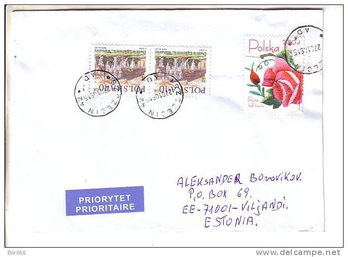 GOOD POLAND Postal Cover To ESTONIA 2006 - Good Stamped: Architecture ; Flowers - Brieven En Documenten