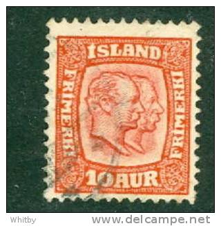 Iceland 1907 10a Kings Frederik And Christian  #76 - Usati