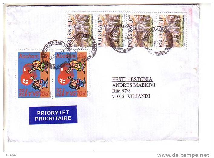 GOOD POLAND Postal Cover To ESTONIA 2004 - Good Stamped: Architecture ; Valentine Day - Cartas & Documentos