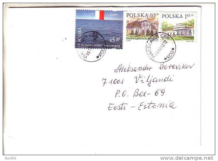 GOOD POLAND Postal Cover To ESTONIA 2002 - Good Stamped: Architecture ; Sea View - Brieven En Documenten