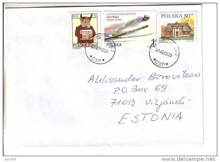 GOOD POLAND Postal Cover To ESTONIA 2002 - Good Stamped: Architecture ; Zodiac ; Malysz - Storia Postale