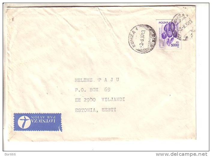 GOOD POLAND Postal Cover To ESTONIA 1993 - Good Stamped: Flowers - Lettres & Documents