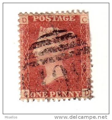 1858-64 Nº 26 Rojo 1p Plancha 104 DCCD Dientes Cortados - Oblitérés