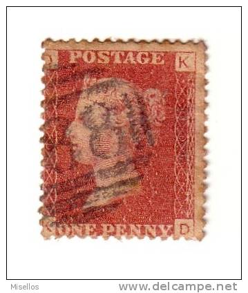 1858-64 Nº 26 Rojo 1p Plancha 105  DKKD - Gebraucht