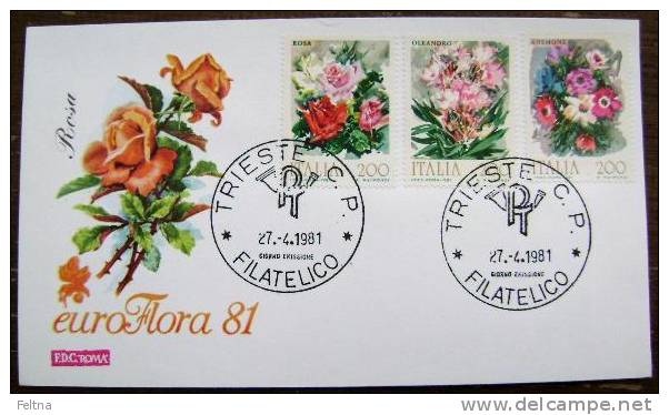 1981 ITALY FDC ITALIA ROSE ROSES EUROPEAN FLOWER SHOW EURO FLORA 81 - Rose