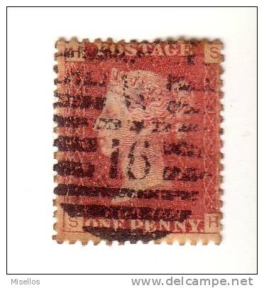 1858-64 Nº 26 Rojo 1p. Plancha 129 - Oblitérés