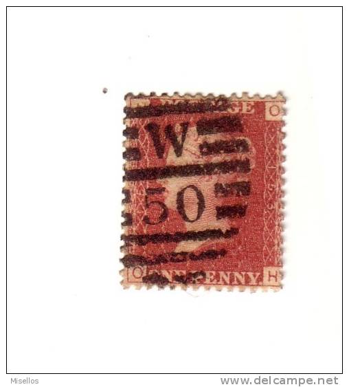 1858-64 Nº 26 Rojo 1p. Plancha 156 HOOH - Gebraucht