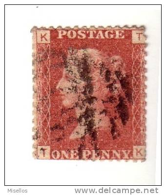 1858-64 Nº 26 Rojo 1p Plancha 160 KTTK Defecto Dientes .  .. - Used Stamps