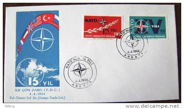 1964 TURKEY FDC 15 YEARS OF NATO OTAN - OTAN