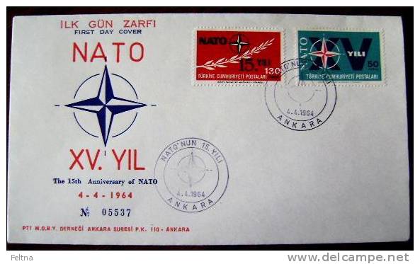 1964 TURKEY FDC 15 YEARS OF NATO OTAN - OTAN