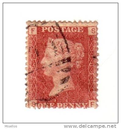 1858-64 Nº 26 Rojo 1p. Plancha 184 FSSF. - Gebraucht
