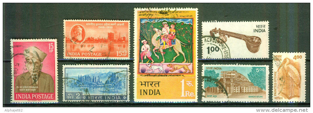Tata - Cachemire - INDE - Miniatures - Vina - Stupa De Sanchi - Cigogne - N° 93-119-231-366-447-1224-1634 - 1957 - Gebruikt