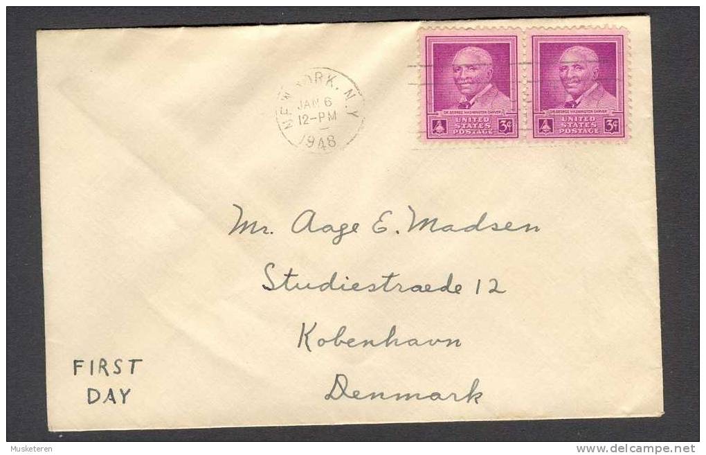 United States FDC Cover 1948 Dr. George Washington Carver (pair) - 1941-1950