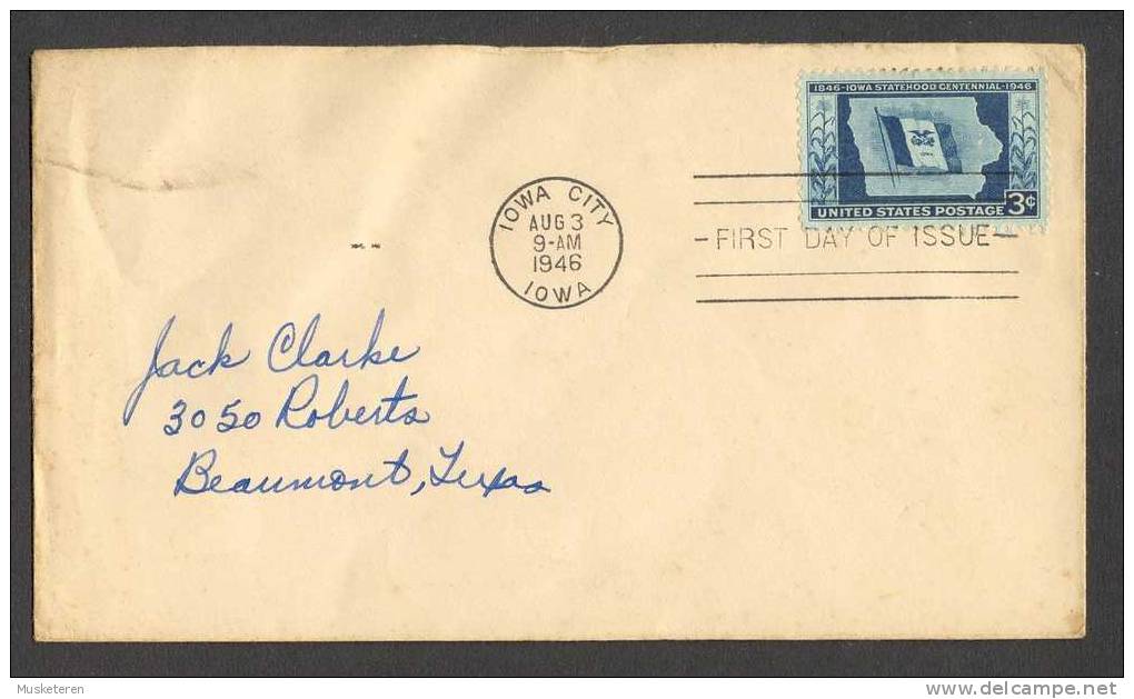 United States FDC Cover 1946 Statehood Of Iowa Flag & Map Of Iowa - 1941-1950