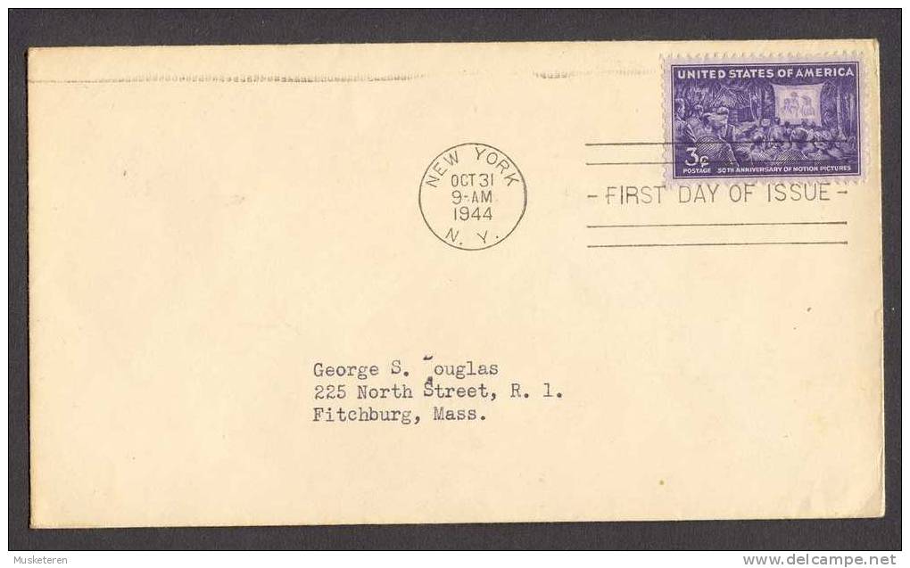 United States FDC Cover 1944 Anniversary Of Motion Pictures - 1941-1950
