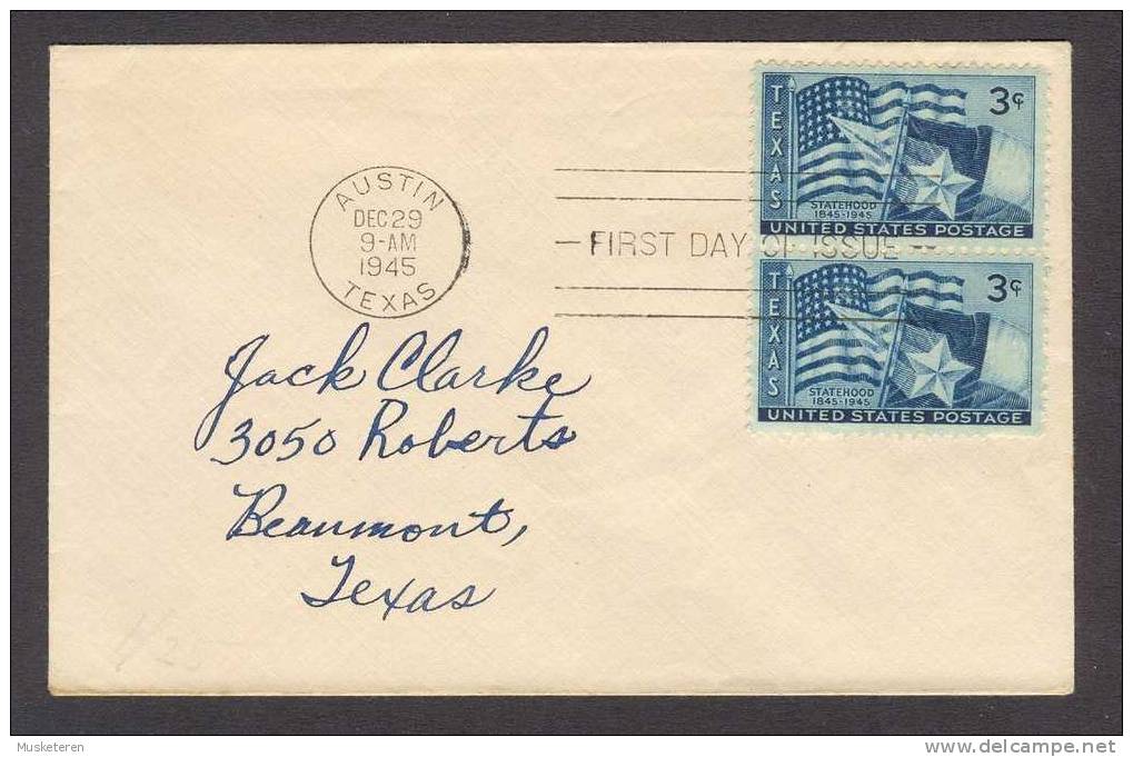 United States FDC Cover 1945 Statehood Of Texas Flags Of Texas & United States (pair) - 1941-1950