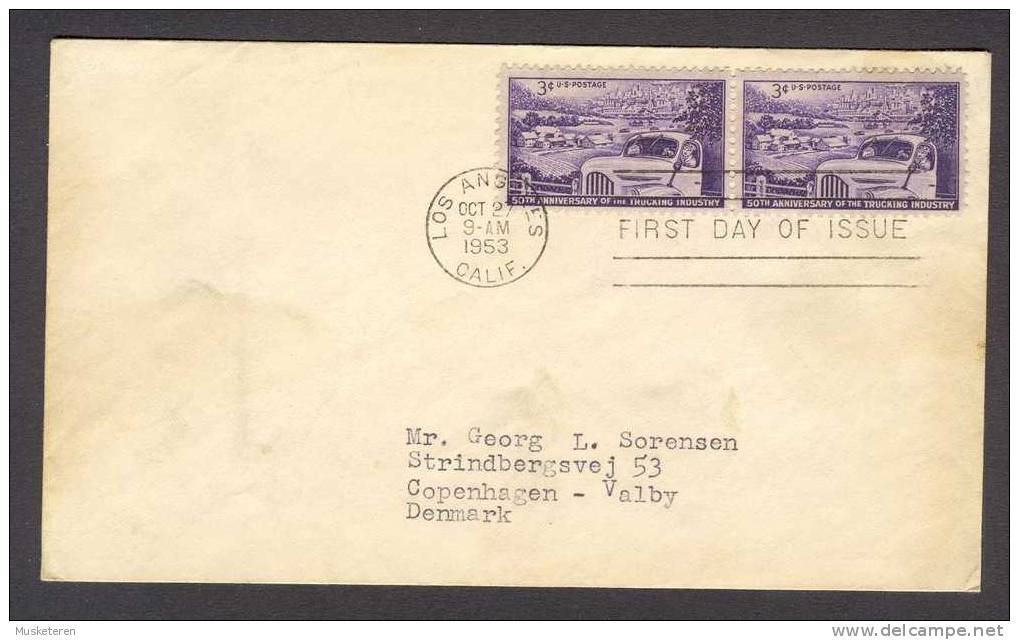 United States FDC Cover 1953 Anniversary Of The Trucking Industy (pair) - 1951-1960