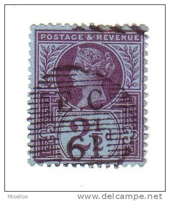 1887-1900 Nº 95  Violeta Y Azul 2,5 P. Singular Obliteracion A Partir De 1.862 - Usati