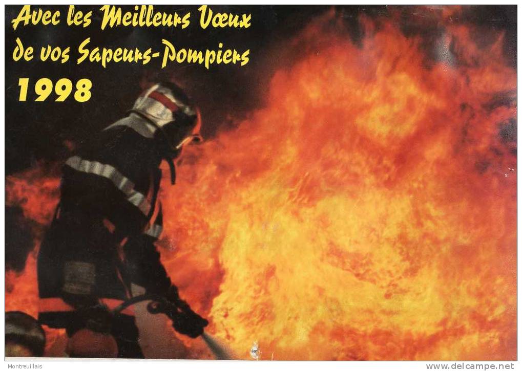 Calendrier  Pompiers D'ERNEE  (53), De 1998,  Format  21 X 33,   6 Pages Avec Couverture  Cartonné - Groot Formaat: 1991-00