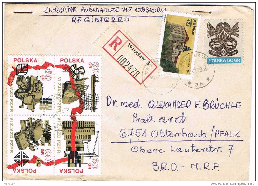 Carta Certificada WROCLAW 1972 (Polonia). Resguardo - Briefe U. Dokumente