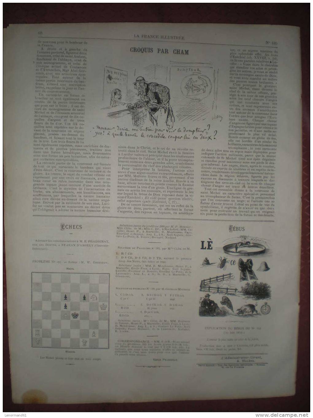LA FRANCE ILLUSTREE 30/06/ 1877 EVEQUE NANTES GRAND DUC MICHEL ARMEE RUSSE COURONNE SAINT MICHEL MELLERIO CHAM ECHECS RE - Magazines - Before 1900