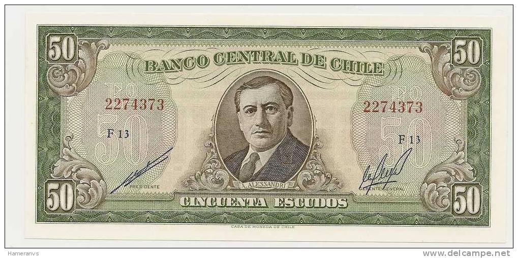 Cile 50 Escudos Senza Data  UNC - P. 140b - Chile