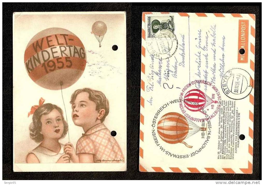 Ballonpost - Salzburg - 29.10.1955. - Balloon Covers