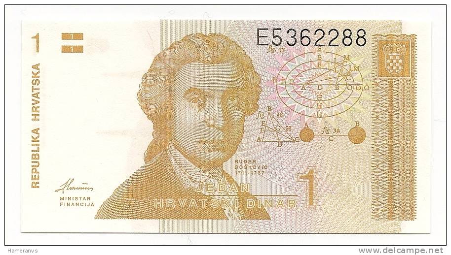 Croazia 1 Dinaro 1991  UNC - P. 16 - Croacia