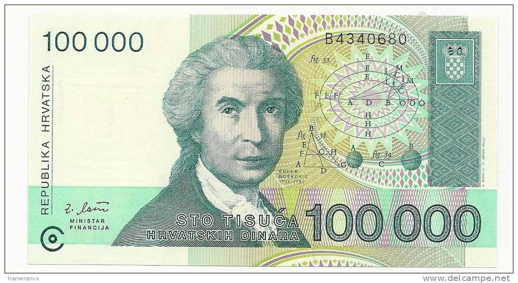 Croazia 100.000 Dinari 1993  UNC - P. 27 - Croatia