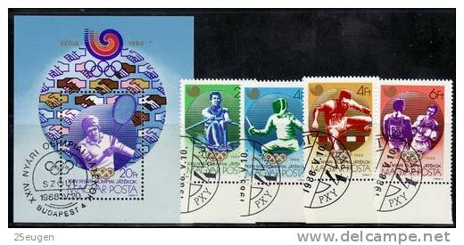 HUNGARY  1988 MICHEL NO: 3959A-3962A BL.198A USED - Summer 1988: Seoul