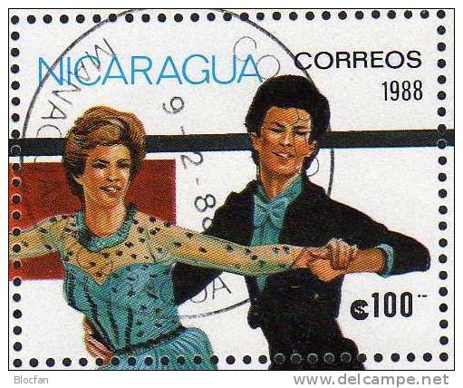 Winter Olympiade Calgary Nicaragua 2850+ Block 176 O 6€ Eistanz - Winter 1984: Sarajevo