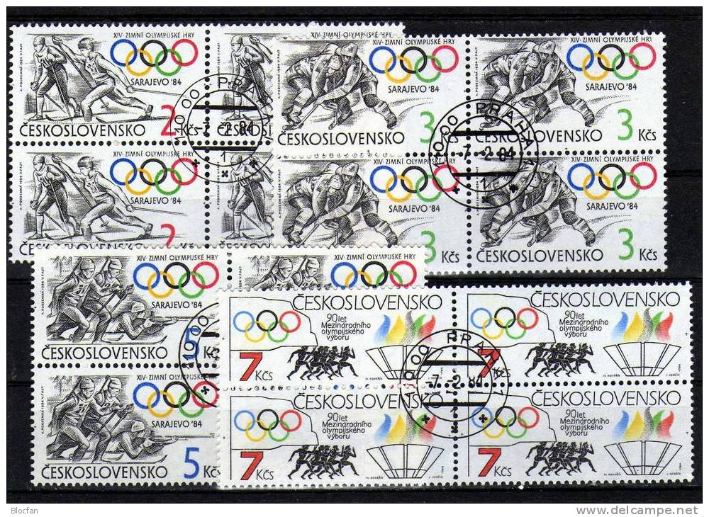 IOC / Olympic 1984 Wintersport-Arten CSSR 2750/3 Plus 4-Block O 7€ Eishockey,Biathlon,Ski - Hockey (sur Glace)