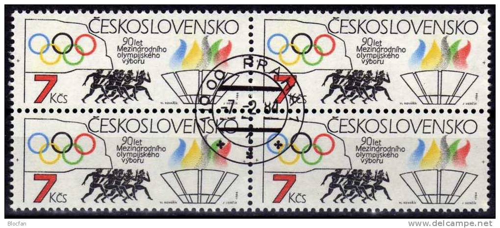 IOC / Olympic 1984 Wintersport-Arten CSSR 2750/3 Plus 4-Block O 7€ Eishockey,Biathlon,Ski - Hockey (su Ghiaccio)