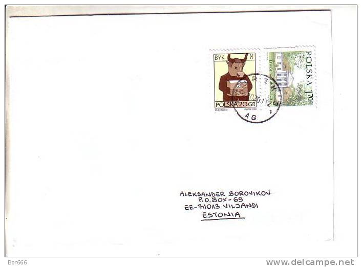 GOOD POLAND Postal Cover To ESTONIA 2001 - Good Stamped: Architecture ; Zodiac - Lettres & Documents